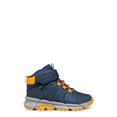 Geox JUNIOR J FLEXYPER PLUS BOY B ABX Ankle Boots Denim/Orange 33 EU - Bequeme Ankle Boots für Kinder, atmungsaktiv und ideal für aktive Abenteuer im Freien.