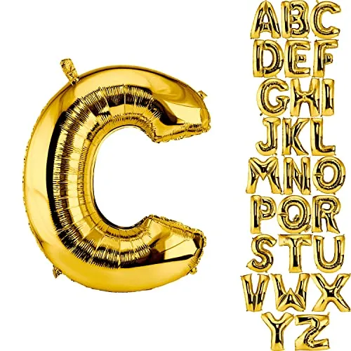 DekoRex Folienballon Gold 100cm Luftballon Geburtstag Hochzeit Deko (Buchstabe C)