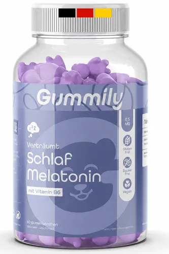 Gummily® Schlaf Melatonin Gummibärchen - 2 Monat - Gute Nacht zzZ, Regeneration mit Melatonin