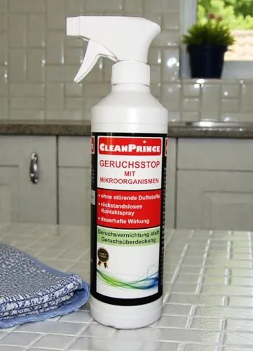 0,5 Liter Geruchsstop mit Mikroorganismen | CleanPrince Geruchstopp Heizöl, Abfall, Urin, Erbrochenes, Tiere | Enzymkomplexe Neutralisation Geruchsentferner Geruchstopp