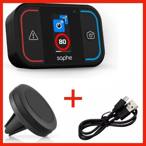 Saphe Blitzerwarner Drive Mini Radar Verkehrsalarm - Festplatten mit Bluetooth-Funktionalität für Echtzeitwarnungen vor Radarfallen und Gefahrenstellen in ganz Europa. Ideal für erhöhte Sicherheit im Straßenverkehr ohne Abonnements.