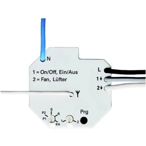 Busch-Jaeger 6703 Serienaktor Waveline - Elektrische Schalter & Dimmer, ermöglicht das Schalten elektrischer Lasten per Funk mit 2 separaten Ausgängen für flexible Steuerung.