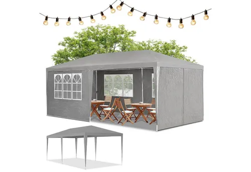 Juskys Partyzelt mit 6 Seitenteilen - Geräumiges Partyzelt für Gartenfeiern, einfacher Aufbau mit stabilen Stahlgestell, idealer Sonnen- und Sichtschutz für unvergessliche Anlässe.