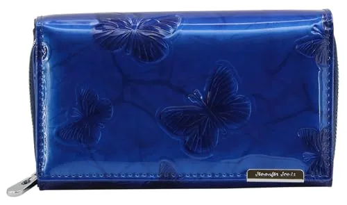Jennifer Jones Damen Leder Geldbörse Groß mit RFID-Schutz - Elegante Damen-Geldbörse aus Echt-Leder mit Schmetterlings-Motiv, ausgestattet mit RFID-Schutz und zahlreichen Fächern für Karten und Geld – ideal für stilbewusste Frauen.