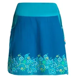 Vishes Minirock Blumen-Muster breiter Bund mit Kordel-Zug und Taschen mit Stickerei Alternative Bekleidung, Ethno, Hippie, Retro Style blau 40