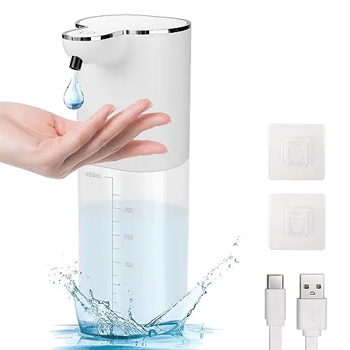 Mkitnvy Automatischer Seifenspender 400ml - Wasserdichter elektrischer Seifenspender mit 4 einstellbaren Stufen und präzisem Sensor für hygienische Nutzung in Küche und Bad, USB wiederaufladbar für lange Akkulaufzeit.