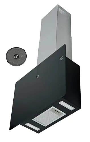 K&H Dunstabzugshaube 60cm Wandhaube [UMLUFT & ABLUFT] - Abzughaube mit Metall Fettfilter - Dunstabzug - Cooker Hood - LED - Bürstenloser Motor - VH-60B - 300 m³/h - Energkieklasse A+ (Schwarz)