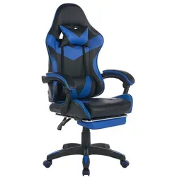 LVHOM Gaming Stuhl mit Massagefunktion und Fußstütze, Ergonomischer Bürostuhl in Schwarz-Blau - Ergonomischer Gaming Stuhl mit sportlichem Design und 2-Punkt-Massagefunktion für mehr Komfort bei langen Sitzungen. Höhenverstellbar und stabil bis 150 kg – ideal für Gaming und Home Office!