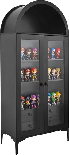 VEVOR gewölbte Vitrine mit Glastüren, 4-stöckige Sammlervitrine für stilvolle Präsentation