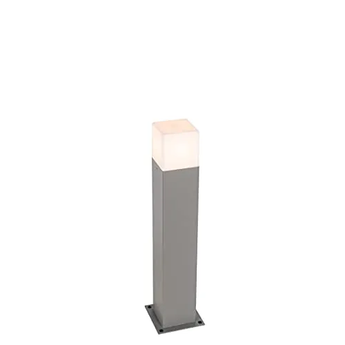 Qazqa Moderne Stehende Außenleuchte - Sockelleuchte grau 50 cm IP44 - Moderne Außenbeleuchtung aus grauem Aluminium, ideal für Gärten und Terrassen. Dimmbar mit E27 Fassung, IP44 Schutz für Wetterbeständigkeit.