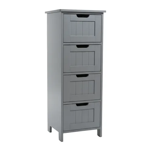 Badezimmerschrank Beistellschrank mit 4 Schubladen - Stylischer Beistellschrank in Grau mit 4 praktischen Schubladen, ideal für Ordnung im Badezimmer. Kompakt und freistehend, passt perfekt in kleine Räume.