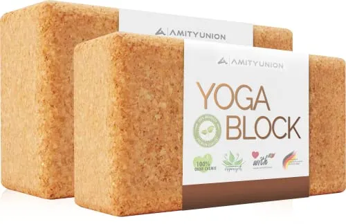 Yoga Block 2er Set Kork - Nachhaltig und Ideal für Anfänger - Yogablöcke aus 100% Naturkork, inklusive Trainingsheft mit über 20 Übungen. Rutschfest und robust, perfekt für Fitness und Regeneration. Hochwertige Verarbeitung für höchsten Komfort.