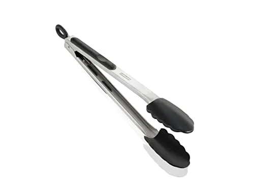 Leifheit Küchen- und Grillzange 31 cm - Küchenzange mit hitzebeständigen Enden aus Nylon, ideal für Teflon-Pfannen. Mit praktischem Klick-Verschluss für einfache Handhabung und platzsparende Aufbewahrung.