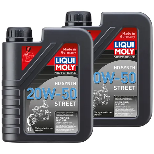2x 1 Liter Motoröl LIQUI MOLY Vollsynthetisch Motor Öl Street Motorbike 20W-50