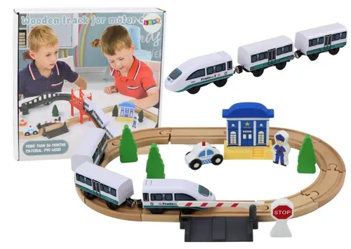 LeanTOYS Holzeisenbahn mit Zubehör