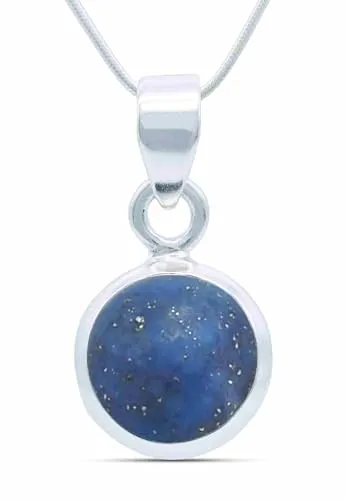 mantraroma echt Silberkette mit Lapis Lazuli blauer Edelstein Damen Kettenanhänger 925 Sterlingsilber Halskette Geschenk (AK3-129-06-45)