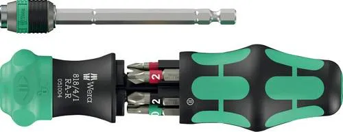 Wera Kraftform Kompakt 20 RA-R, 6-teilig - Schraubendreher-Set mit integrierter Ratsche für schnelles Arbeiten, intuitives Umschalten und praktisches Bit-Magazin für optimalen Komfort.