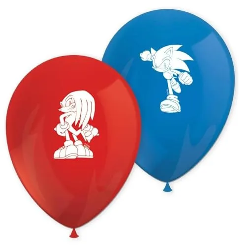 Procos Sonic The Hedgehog Luftballons 8 Stück Ø 21cm Bedruckt Rot Blau Latex Luftballons Geburtstag Deko