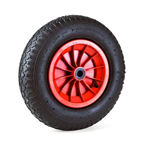 Grafner Schubkarrenrad luftbereift, 4.80/4.00-8 Ø 380mm, Kunststoff-Felge, 120 kg Traglast, Schubkarren Ersatzrad Luft Rad Reifen