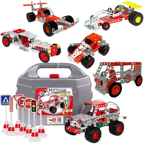 Metall-Konstruktionsset Autos Bausteine Verkehrszeichen 3855