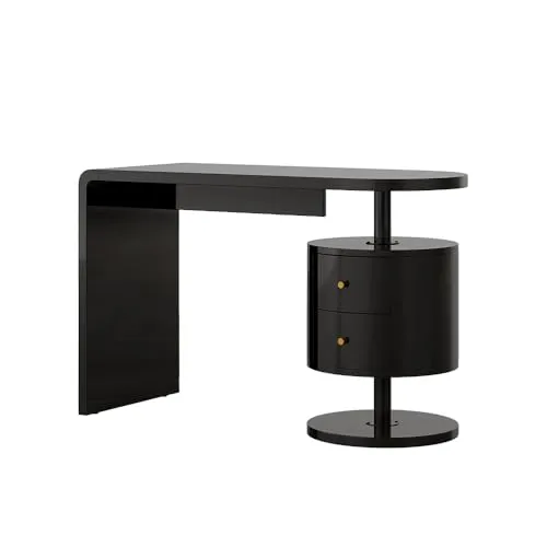 Vicco Schreibtisch Lara Schwarz Hochglanz 120 x 50 cm - Computermöbel mit 2 praktischen Schubladen für Ordnung und stilvolles Design, ideal für ein angenehmes Arbeitsumfeld.