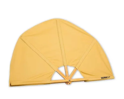 SAUNAGUT® Aufgussfächer Esche KLEIN - hellbraun - Saunazubehör: Robuster, arretierbarer Faltfächer für präzises Wedeln heißer Luft, ideal für die private Sauna, Made in Germany.