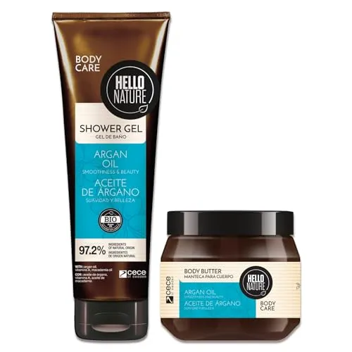 Naturkosmetik Arganöl Körperpflege Set - Duschgel & Body Butter - Erleben Sie luxuriöse Hautpflege mit unserem Arganöl Set, das Duschgel und Body Butter umfasst. Ideal für die tägliche Pflege trockener Haut, sorgt es für intensive Feuchtigkeit und ein geschmeidiges Hautgefühl.