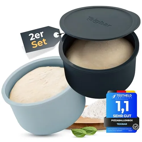 Teigbar Pizzaballenbox mit Deckel, 2er Set