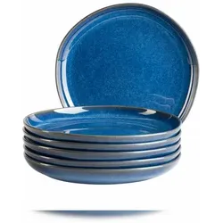 MÄSER Dessertteller 22 cm, 6-er Set, KÖNIGSBLAU - Serie CORDELIA - Hochwertige Steinzeug Dessertteller in organischen Formen, spülmaschinen- und mikrowellengeeignet. Perfekt für vielseitige Anlässe, vom Tapas-Abend bis zum Familien-Dinner.