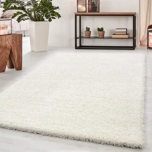 Teppium Hochflor Teppich Küche Shaggy 60 x 110 cm Grün - Flauschiger Teppich Extra Weich, Waschbar und Modern Einfarbig Design - Langflor Teppich für Schlafzimmer, Esszimmer und Wohnzimmer
