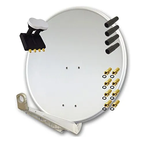 Premium X Deluxe 85 Alu Antenne Digital SAT Schüssel - SAT-Antenne mit extrem stabiler Bauweise und 4-fach LNB, ideal für den Empfang von Astra und Eutelsat. Perfekt für beste Signalqualität, auch bei schlechtem Wetter.