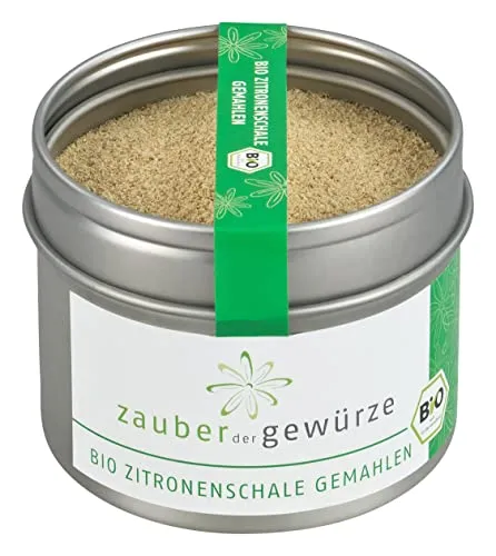 Zauber der Gewürze Zitronenschale getrocknet, gemahlen in Bioqualität - verfeinert Kuchen, Desserts sowie pikante Speisen wie Fisch und Geflügel, 50 g