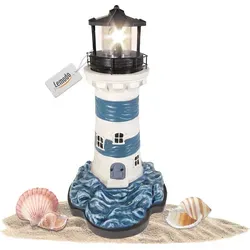 Lemodo Solar-Leuchtturm blau-weiß mit rotierendem Leuchtfeuer