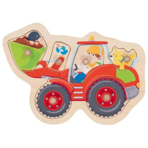goki Steckpuzzle Schaufelbagger 6tlg. aus Holz Holzspielzeug 57345 Kinder NEU