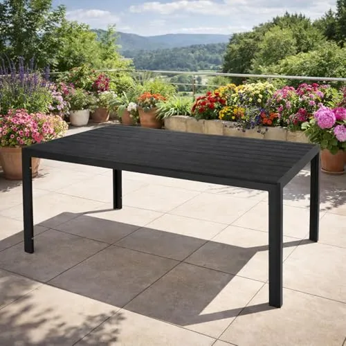 Mojawo Alu Nonwood Gartentisch 180x90cm - Gartentisch Nonwood - Wetterfester und pflegeleichter Outdoortisch mit modernem Design, ideal für gesellige Runden im Garten, für bis zu 8 Personen.