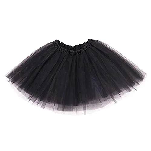 Ruiuzioong Damen Teen Tutu Rock Erwachsene Klassische Elastische 4 Schichten Tüll Tutu Rock für Dress Up Party Ballett Tanzen (Schwarz)