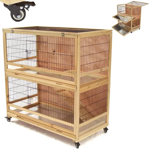 Hasenstall Kaninchenstall XXL mit Hygieneschubladen und Rollen - Zweistöckiger Kleintierstall auf Rollen mit praktischen Hygieneschubladen für einfache Reinigung. Bietet viel Platz und ein modernes Design für Ihre Kaninchen.