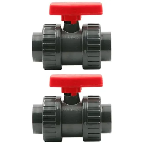 HAF 2x PVC 2 Wege Kugelhahn mit rotem Griff 50mm - Hochwertiger 2-Wege Kugelhahn aus robustem PVC für vielseitige Anwendungen. Ideal für Pools, Teiche und Verrohrungen. Langlebig und witterungsbeständig, perfekt für den professionellen Einsatz.