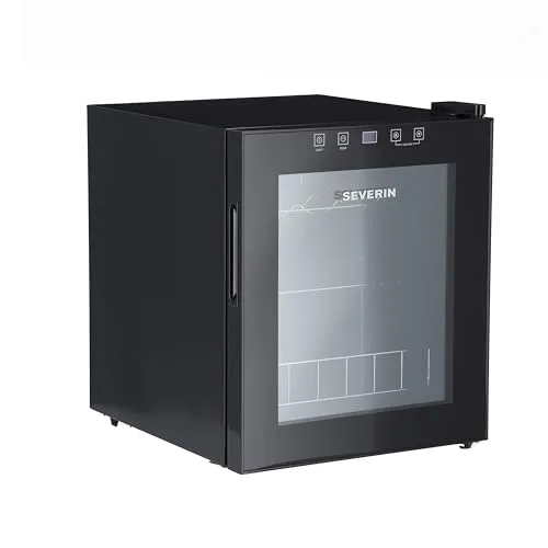 SEVERIN Weinkühlschrank 46 L für 15 Flaschen - Weinkühlschrank mit 46 L Volumen, ideal für 15 Flaschen, stufenlos einstellbare Temperatur von 5-18°C und leiser Betrieb mit nur 43 dB. Perfekte Lagerung für Ihre Weine!