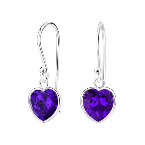 Monkimau - Herz Zirconia Ohrringe, Ohrstecker, Ohrschmuck - aus 925 Sterling Silber - mit glitzernden Kristallen - für Damen und Mädchen - handgefertigt, hypoallergen und kleine Geschenkidee