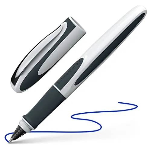 Schneider Ray Tintenroller 0,5 mm in Weiß-Hellgrau - Ergonomisch, nachfüllbar und mit wasserlöslicher Tinte für ein angenehmes Schreibgefühl