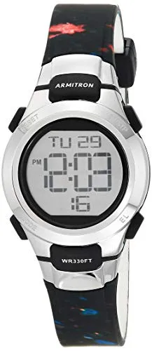 Armitron Sport Damen Digitale Chronograph Uhr mit Harzarmband, 45/7012 Schwarz/Multi