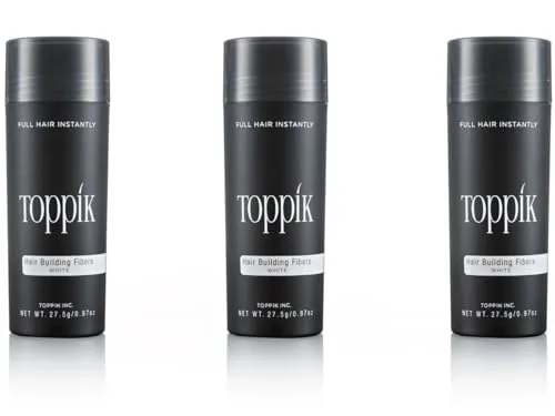 TOPPIK Haarverdichter 3x 27,5 g - Haarverdichtung Schütthaar Farbton Weiß - TOPPIK Haarverdichter sorgt für sofort volles und dichtes Haar. Ideal bei lichtem Haar. Die natürlichen Keratin-Fasern lassen sich einfach anwenden und sind leicht auswaschbar.