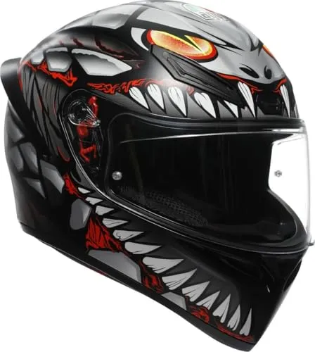 AGV K1 S Lyzard Integralhelm - Matt Schwarz/Grau/Rot - XL - Motorradhelm mit außergewöhnlicher Aerodynamik und maximaler Sicherheit. Der K1 S bietet dank des AGV Extreme Safety-Protokolls überlegenen Aufprallschutz und hervorragende Sicht durch das kratzfeste Ultravision-Panoramavisier.