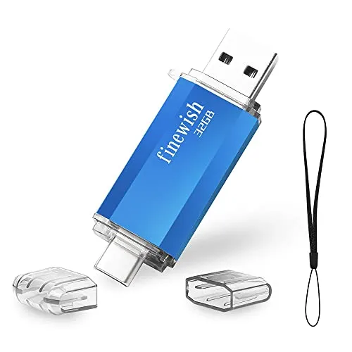Type C USB Stick 32gb, 2 in 1 OTG USB C Speicherstick 32gb Tragbar USB 2.0 Pen Drive 32 GB Für MacBook Pro, Android Handy, Pad, Laptop UND Computer (Blau)