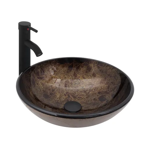 Glas Oval Aufsatzwaschbecken mit Wasserhahn