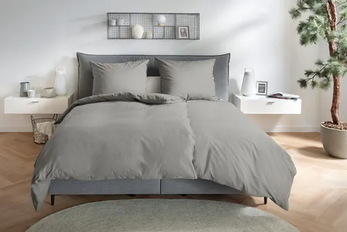 Xxxl Bettwäsche Grau 155x220 cm, Oeko-Tex® Standard 100 - Pflegeleichte Renforcé-Bettwäsche (155x220 cm) in Grau, atmungsaktiv und allergikergeeignet für erholsame Nächte.