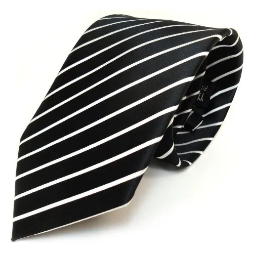 TigerTie Designer Krawatte in schwarz weiss gestreift in schwarz von TigerTie