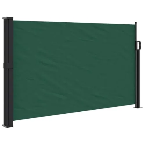 vidaXL Ausziehbare Seitenmarkise Dunkelgrün 117x300cm - Markise für Garten, Balkon und Terrasse, wasserfest und UV-beständig, ideal für Sichtschutz und Windschutz in verschiedenen Umgebungen.