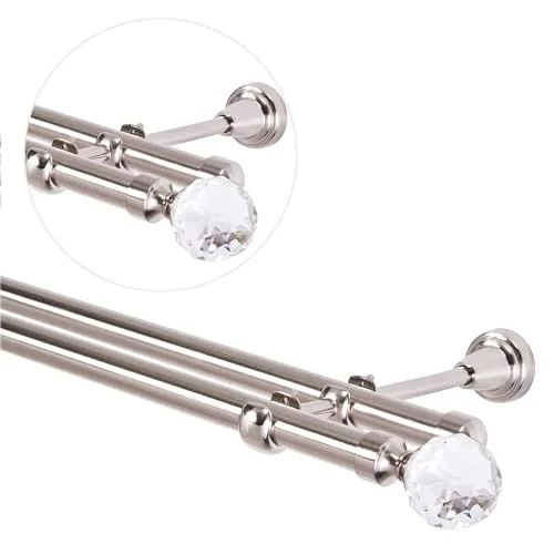 Gardinenstange 320 cm - Vorhangstange 2-läufig Edelstahloptik - Einzelfensterstangen Set aus robustem Metall für hohe Stabilität, ideal für kreative Vorhangarrangements in jedem Raum.